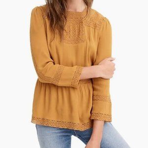 J.Crew Point Sur Lacey Peasant Top Mustard 4
